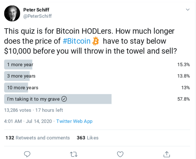 Peter Schiff’s latest Twitter survey